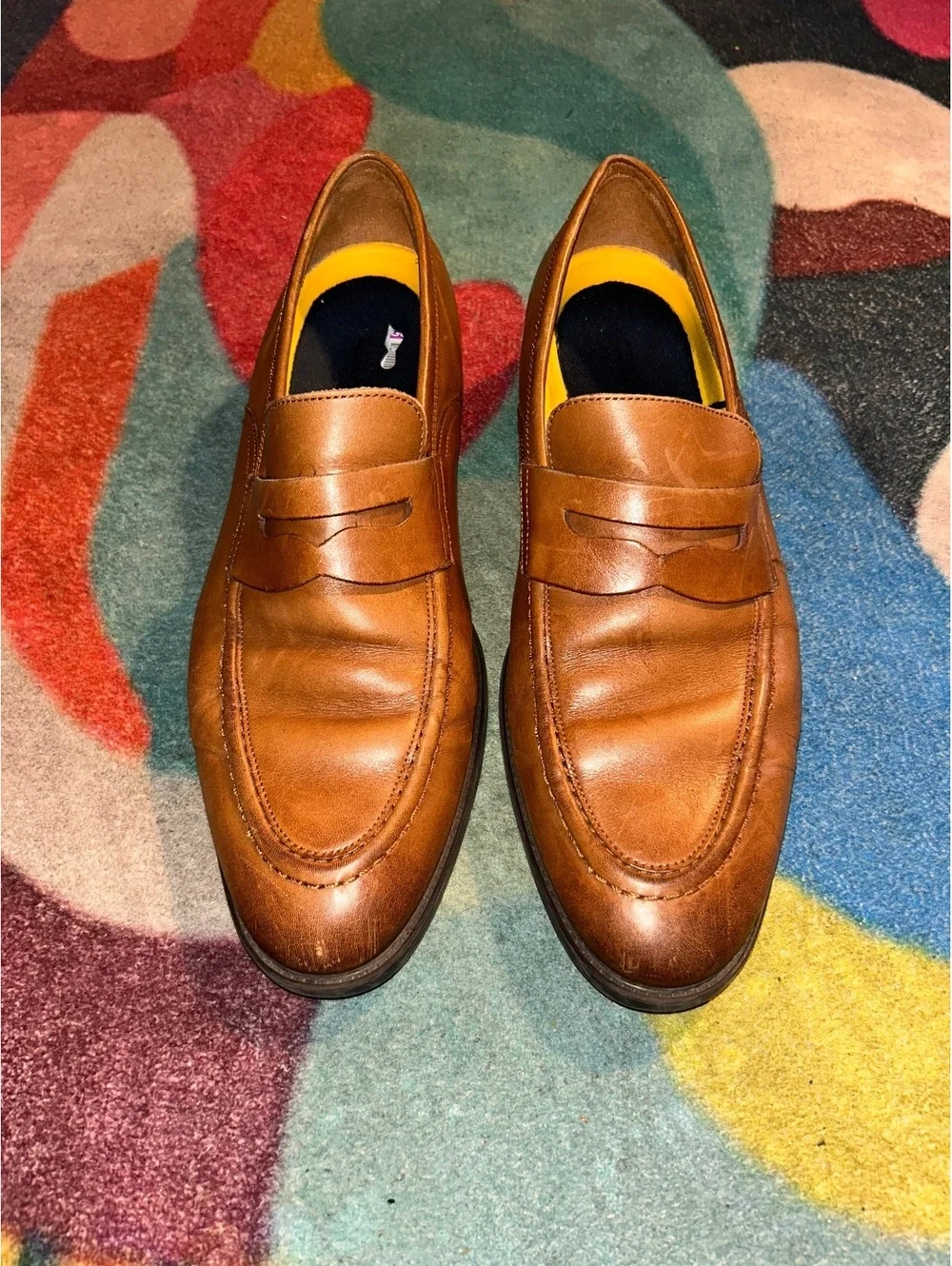 Cole Haan Men's Brown Leather Penny Loafers Dress Shoes
